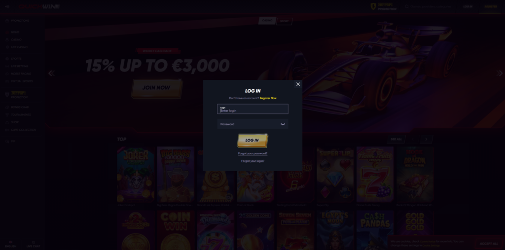 login al casinò quick win