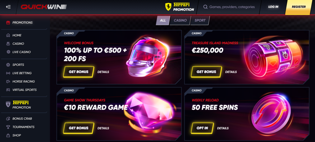 quickwin casino bonus senza deposito